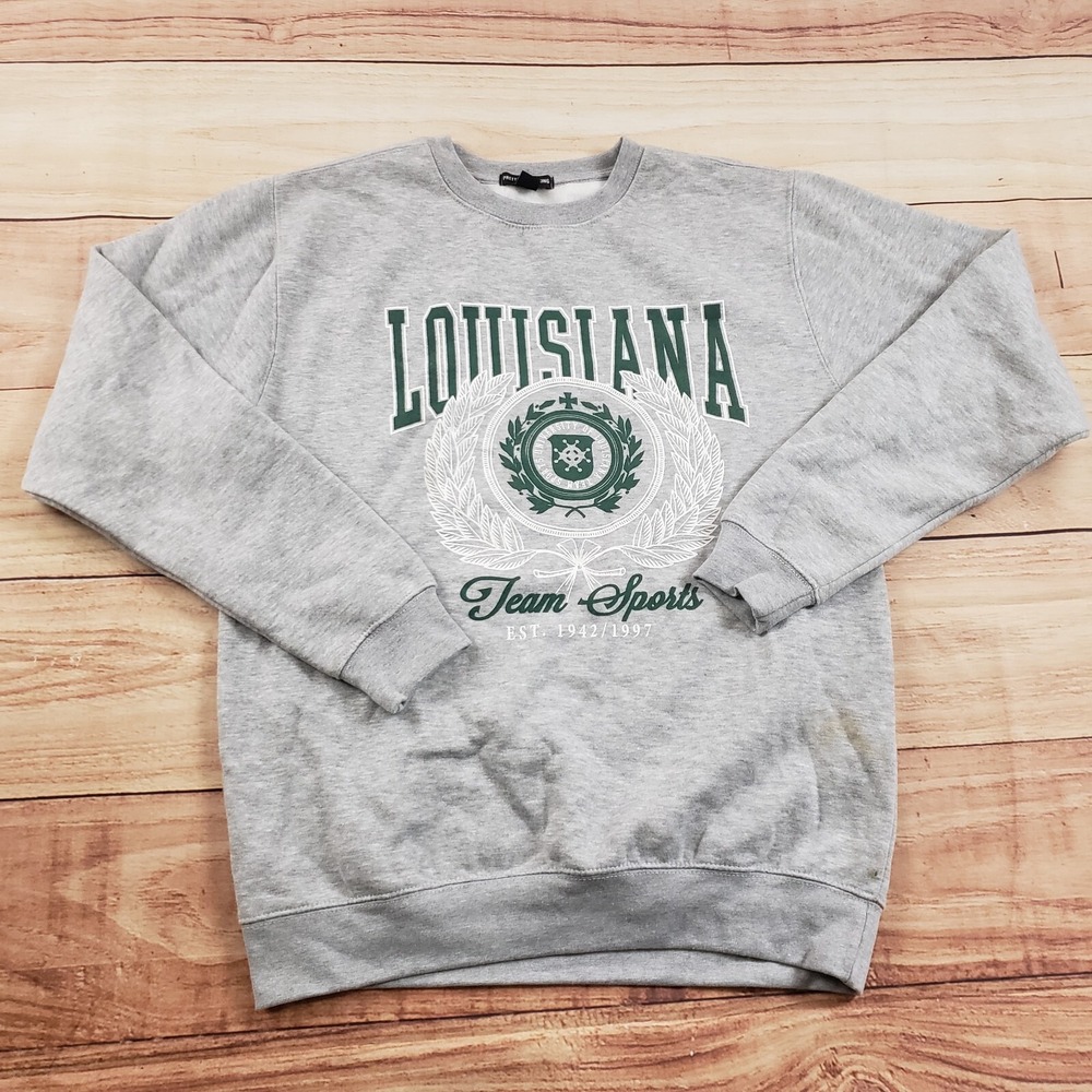 Louisiana Sweater Womens M Gray Pullover Sport Rich Tennis Pullover Sweatshirt *